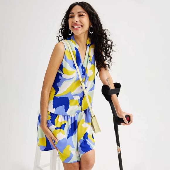 Nine West Adaptive Button Front Ruffle Dress - Picture 2 of 4